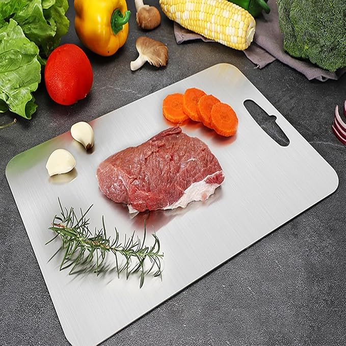 Titanium Cutting Board - 2025 New Upgrade 100% Pure Titanium Cutting Boards for Kitchen Double Sided Non Toxic Titanware Cutting Board,Hygiene Durable Dishwasher Safe Chopping Board (12"L x 9"W)