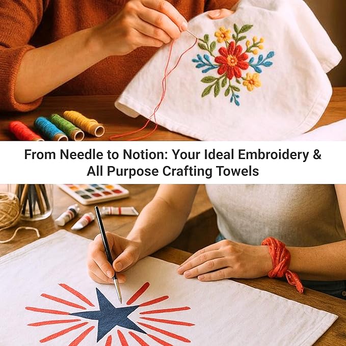 Flour Sack Towels | Tea Towel for Crafts| Kitchen Dish Cotton Blank Towel for Embroidery| Baking Bread Proofing Linen Cover| Thick Absorbent Quick Dry| 2 Pack 33"x38" Natural