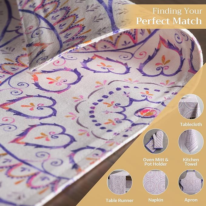 Maison d' Hermine Placemats Set of 4 100% Cotton Washable Cloth Place Mats, Reusable Table Mats for Kitchen Dining Decoration, Party, Wedding, Restaurant Spring/Summer (Mandala, 13" x 19")