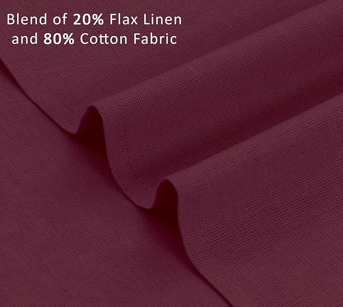 Ruvanti Linen Napkins Set of 6, 18x18 Cloth Napkins, Cotton Linen Blend Napkins Cloth Washable, Soft, Reusable Dinner Napkins for Wedding, Parties, Christmas, Thanksgiving, Everyday Use - Burgundy