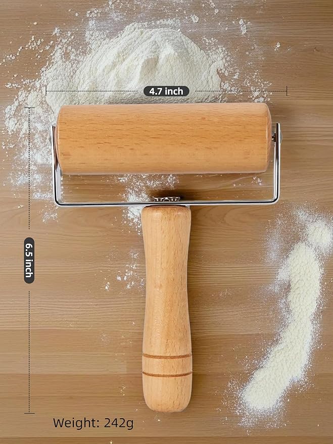 Pizza Rolling Pin, Small Rolling Pin, Non-Stick Wooden Dough Roller for Pastry Tortilla Pizza Cookie Dumpling (Type 2)