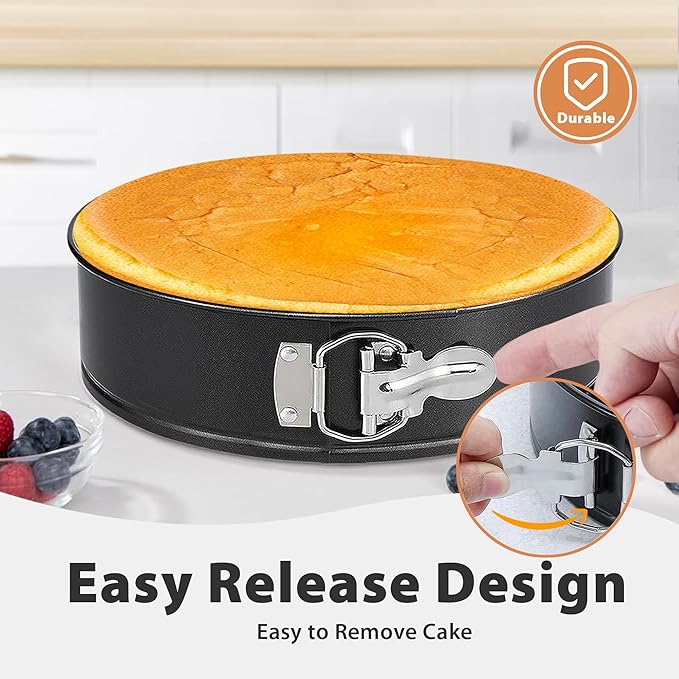 Springform Pan Set of 3 Leakproof Spring Form Pans for Cheesecake, Nonstick 4 7 9 Inch Cheesecake Pan with Silicone Protector, Springform Cheese Cake Pans Sets for Baking with 50Pcs Parchment Paper