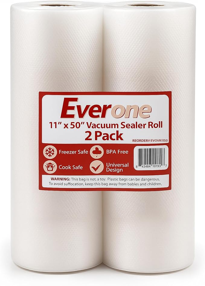 Vacuum Sealer Bags Roll 11" x 50' for Food Saver and Sous Vide, BPA Free, Heavy Duty Commercial Grade Food Storage Bags for Meal Prep and Boil Safe Use, 2 Count (100 FT)