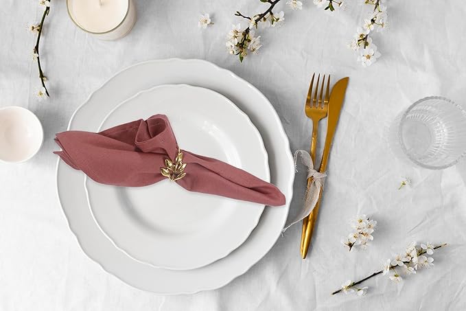 ANA Cloth Napkins Set of 6 (17.5x17.5) inch 100% Cotton Dinner Napkin Washable Hotel Quality Reusable Kitchen & Table Linen for Fall Thanksgiving Family Dinners Weddings & Everyday Use - Blush