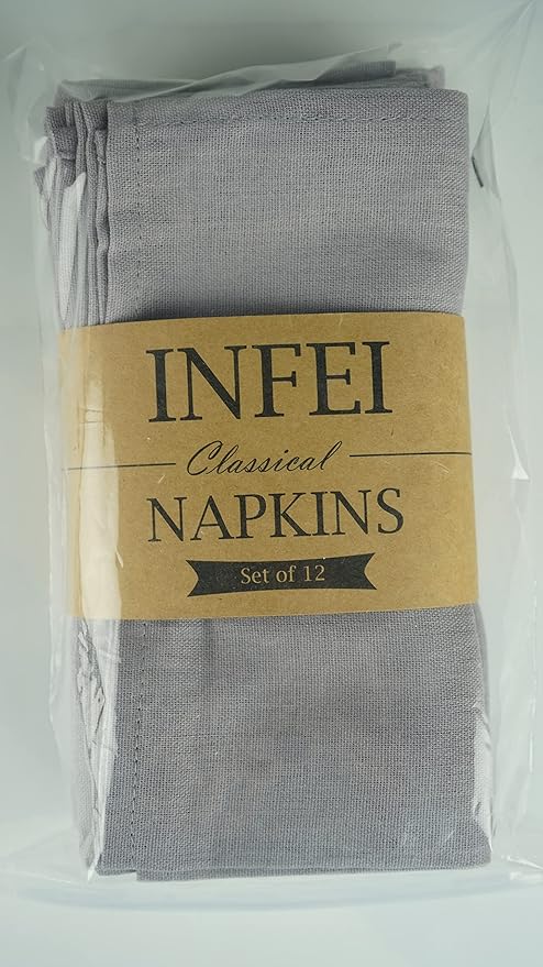 Solid Color Blended Thin Dinner Cloth Napkins - Set of 12 (40 x 40 cm) - for Events & Home Use (Silver)