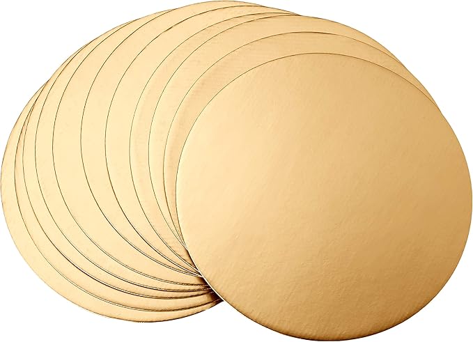 Fox Run 12-Piece Cardboard Cake Circle Base Set, 10 x 10 x 0.25 inches, Gold