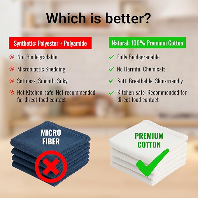 Dish Cloths Cotton| Kitchen Wash Cloth | Shop Towels Absorbent and Lint Free Flour Sack| Dishcloths for Kitchen Washing Dishes| Thick Absorbent Quick Dry Dish Rags | 4 Pack 13"x13" White