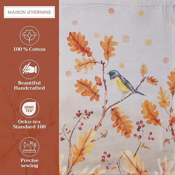 Maison d' Hermine Placemats Set of 4 100% Cotton Washable Cloth Place Mats, Reusable Table Mats for Thanksgiving Christmas Decorations Kitchen Dining Party Wedding Restaurant (Oak Leaves, 13" x 19")