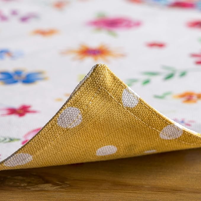 Maison d' Hermine Placemats Set of 4 100% Cotton Washable Cloth Place Mats, Reusable Table Mats for Kitchen Dining Decoration, Party, Restaurant Spring/Summer (Happy Florals - Sweety, 13" x 19")