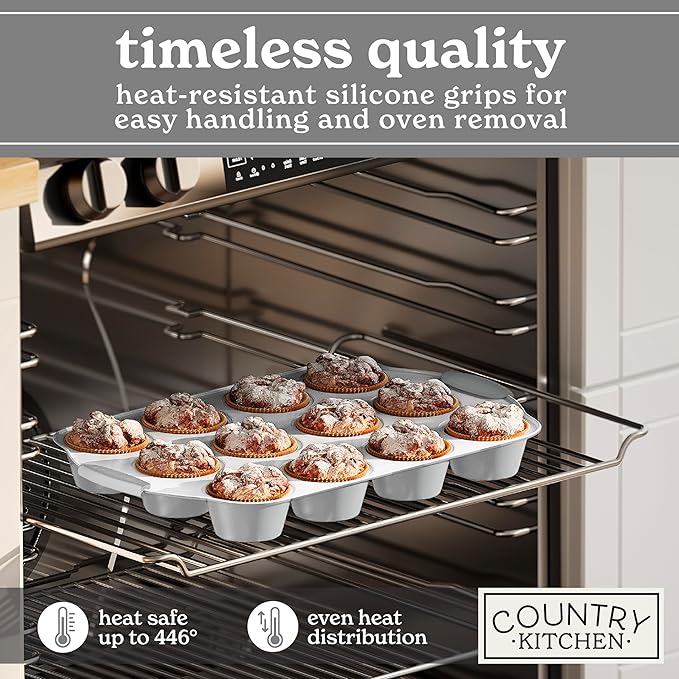 Country Kitchen Nonstick Stackable Bakeware Set - Heavy Duty, Durable, Easy Release Baking Set, Silver, 10 Pcs