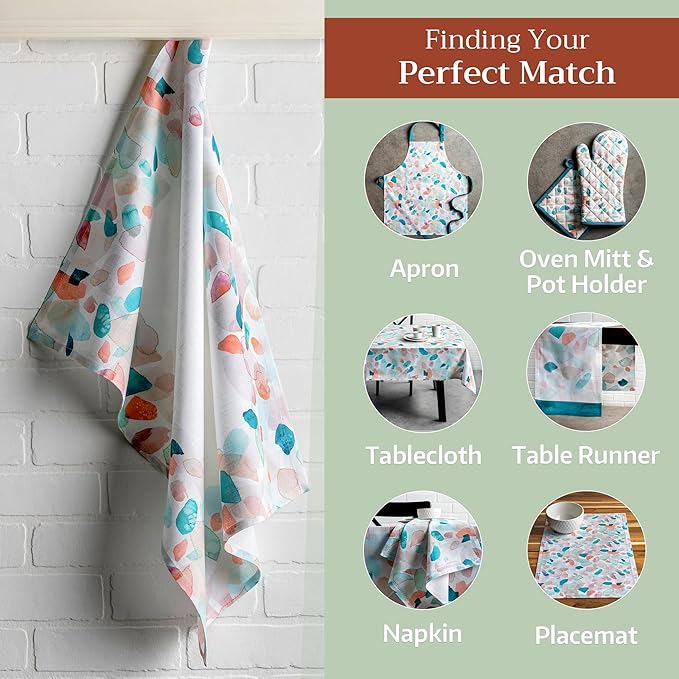 Maison d' Hermine Kitchen Towels Set of 3 100% Cotton 27.50" x 20" Reusable Cloth Tea Dish Towels Absorbent with Hanging Loop for Kitchen, Home, Dining, Cocktail Parties Spring/Summer (Summer Picnic)