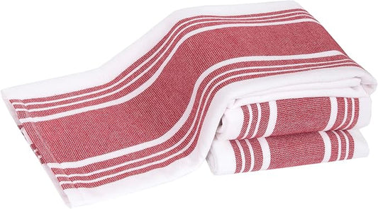 All-Clad Dual-Purpose Kitchen Towels: Highly Absorbent - 100% Cotton, 17"x30" Dish Towels for Cleaning & Drying Dishes & Glassware, 3-Pack, Chili