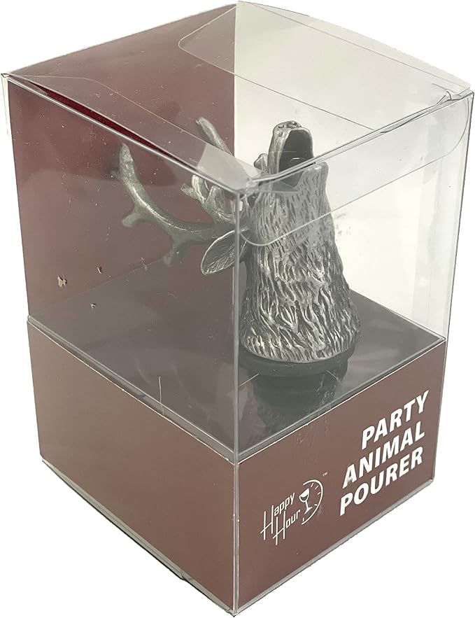 Happy Hour Majestic Stag Head Wine Pourer - Stopper, Aerator, and Perfect Pourer