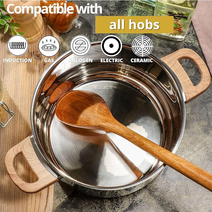 Daniks Oslo 6-Piece Stainless Steel Induction Cookware Set – Dishwasher Safe Pots with Heatproof Handles, Glass Lids, Silver