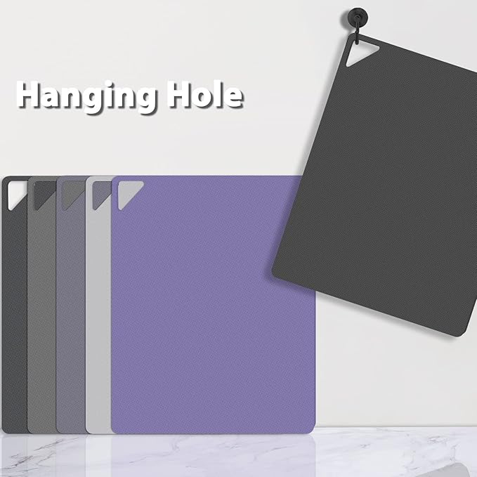 WK Flexible Plastic Cutting Boards for Kitchen, Cutting Board Mats Set of 5, Nonslip Cutting Board for Meat, Thin Cutting Sheets with Hole, Dishwasher Safe, BPA Free, 14.5x11.5"