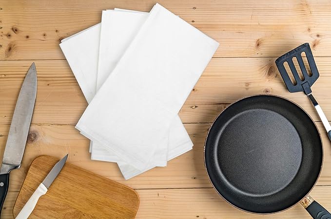 Aunti Em's Kitchen Flour Sack Dish Towels - Natural Cotton for Embroidery and Drying Glass, Hand, Dinnerware - Plain, Thick, Zero-Lint - Highly Absorbent - Set of 13, 27 x 27 Inch, White