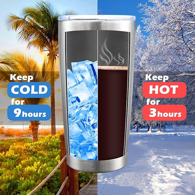 20oz Tumbler Bulk Stainless Steel Tumblers with Lid Vacuum Insulated Double Wall Travel Coffee Mug Powder Coated Tumbler Cup for Hot and Cold Drinks(Stainless Steel, 1 pack)