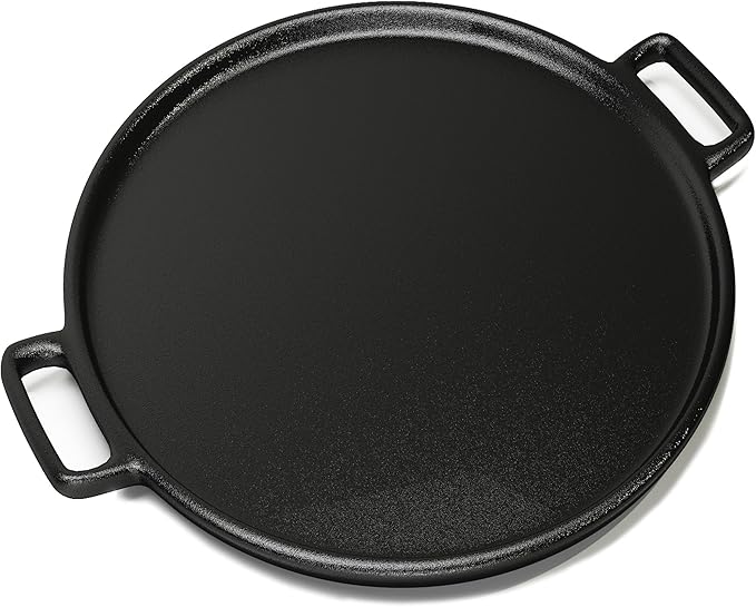 Cast Iron Pizza Pan - 14-Inch Baking Pan for Oven, Stovetop, Grill, or Campfires - Durable, Even-Heating, Versatile Cast Iron Griddle by Home-Complete