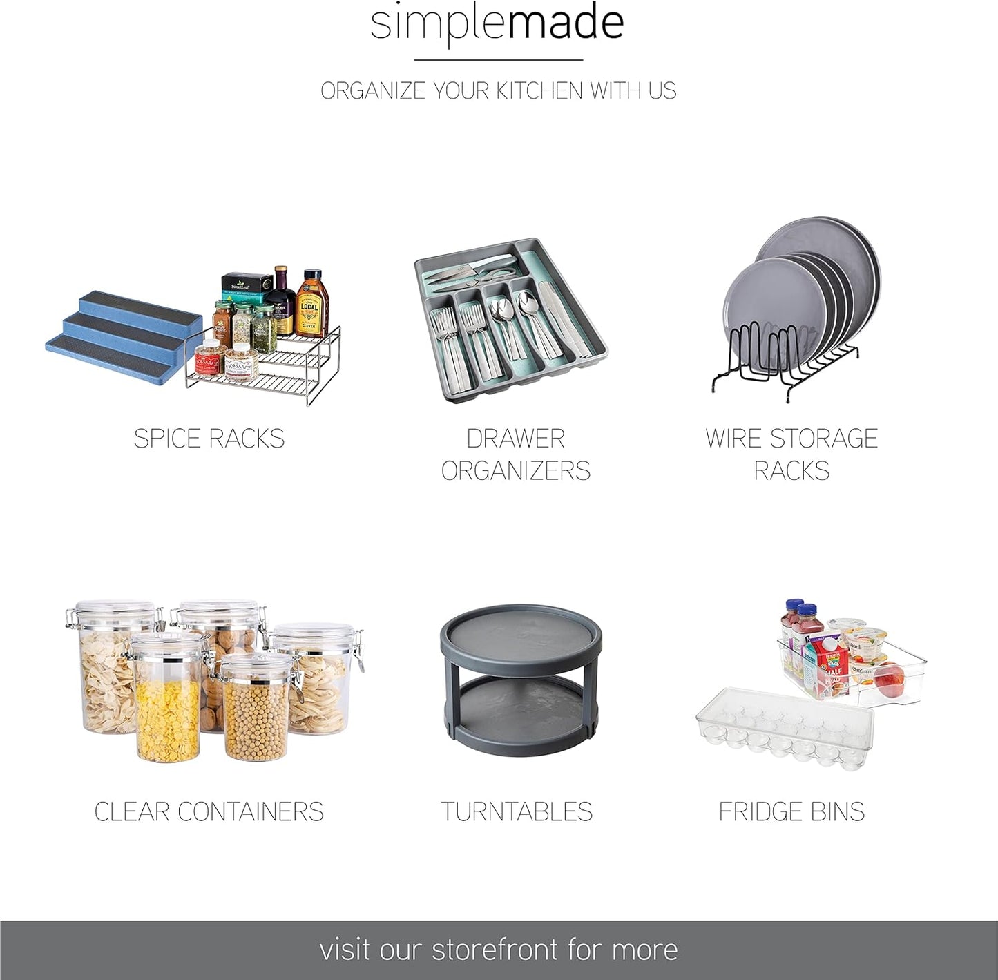 SIMPLEMADE 3-Tier Spice Rack Organizer - Versatile Storage Shelf for Kitchen, Bathroom, Bedroom & Office, Set of 2, Clear