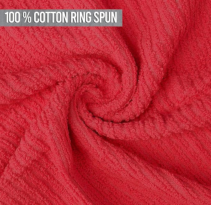 Softolle Bar Mop Towels, Pack of 12, 16x19 Inches, 100% Cotton, Crimson, Multi-Purpose for Home, Kitchen and Bar Cleaning