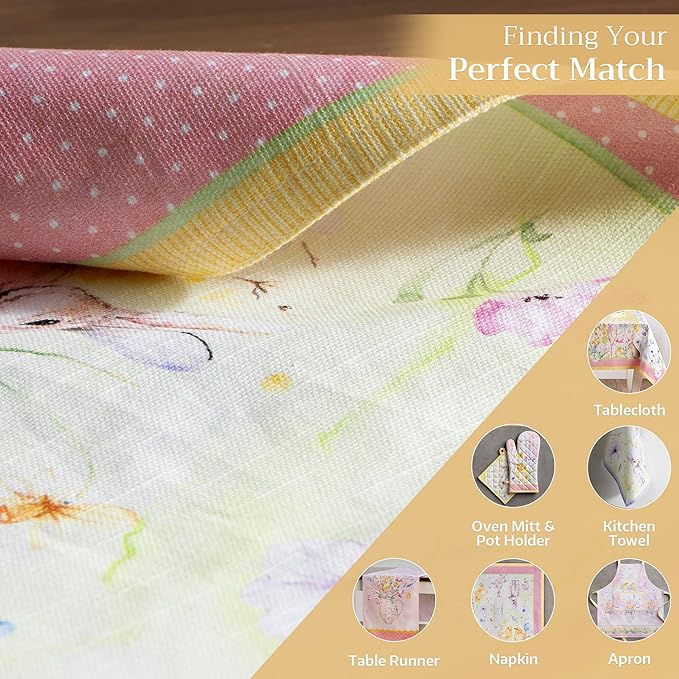 Maison d' Hermine Placemats Set of 4 100% Cotton Washable Cloth Place Mats, Reusable Table Mats for Kitchen Dining Decoration, Party, Wedding, Restaurant Spring/Summer (Easter Zest, 13" x 19")