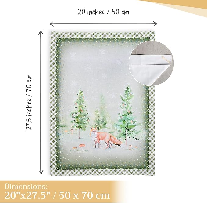 Maison d' Hermine Kitchen Towels Set of 3 100% Cotton 20" x 27.5" Reusable Cloth Tea Dish Towels Absorbent with Hanging Loop for Kitchen Dining Thanksgiving Christmas Decorations (Winter Mornings)