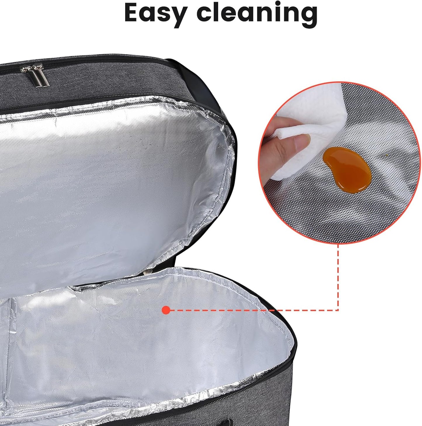 MUSBUS 2 Layer Slow cooker bag for Crock-Pot 6-8 quart, Travel reunionc outdoor, Easy to transport Insulation water proof easy cleaning to carry, Family Gathering Potluck, Gift for Women - Grey