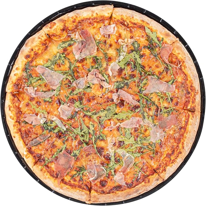Restaurantware-Eco Pie 18 Inch Paper Pizza Trays, 50 Round Pizza Pans - Oven-Ready, Microwavable, Black Paper Pan For Large-Sized Pizzas, For Baking, Cooking, Bread, Meat, Or Pies
