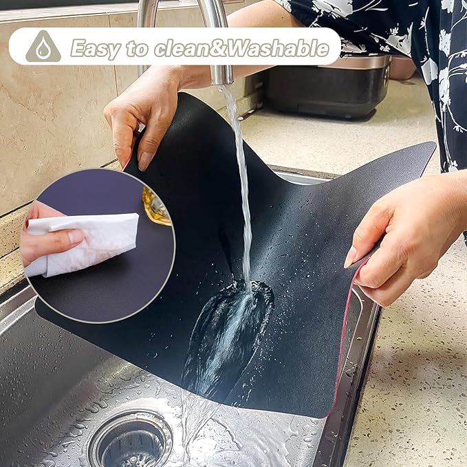 Faux Leather Placemats Set of 6,Reversible PU Placemat for Dining Table,Waterproof Table Mats Heat Resistant Wipeable Anti Slip Washable,Modern Table Protectors(Black and Red)