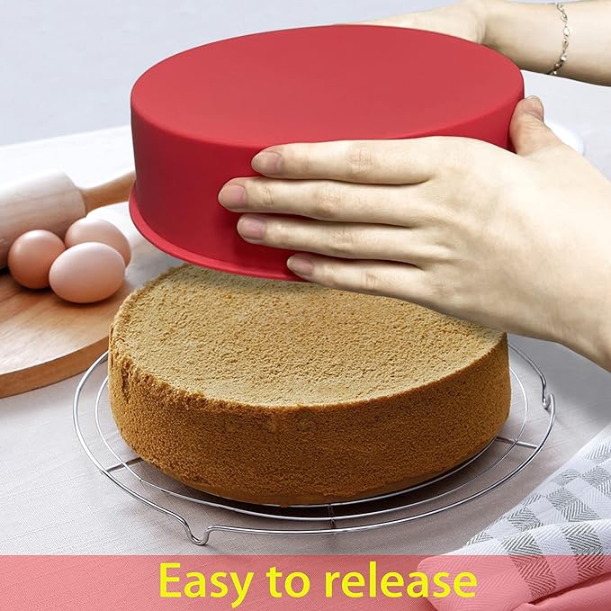 2pcs 6 Inch Silicone Cake Pan for Baking, Round Cake Molds Pan Silicone Baking Molds Non-Stick Quick Release Suitable for Cheesecake Chocolate Cake Brownie Cake puddings