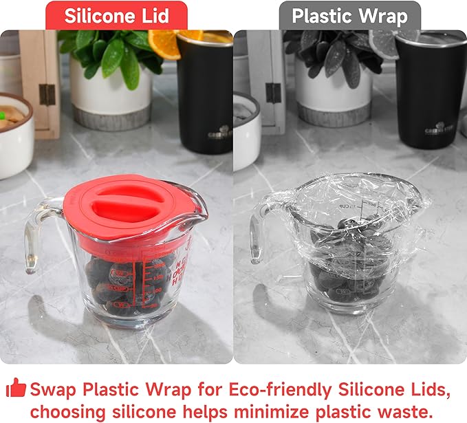 Silicone Replacement Lid Only Fit For Anchor Hocking 1-Cup/250 ML Glass Measuring Cup, Reusable & Durable, Dishwasher, Microwave Safe (Cup not Included)