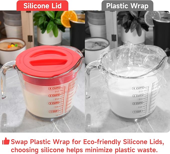 Silicone Replacement Lid Only Fit For Anchor Hocking 4-Cup/1000 ML Glass Measuring Cup, Reusable & Durable, Dishwasher, Microwave Safe (Cup not Included)
