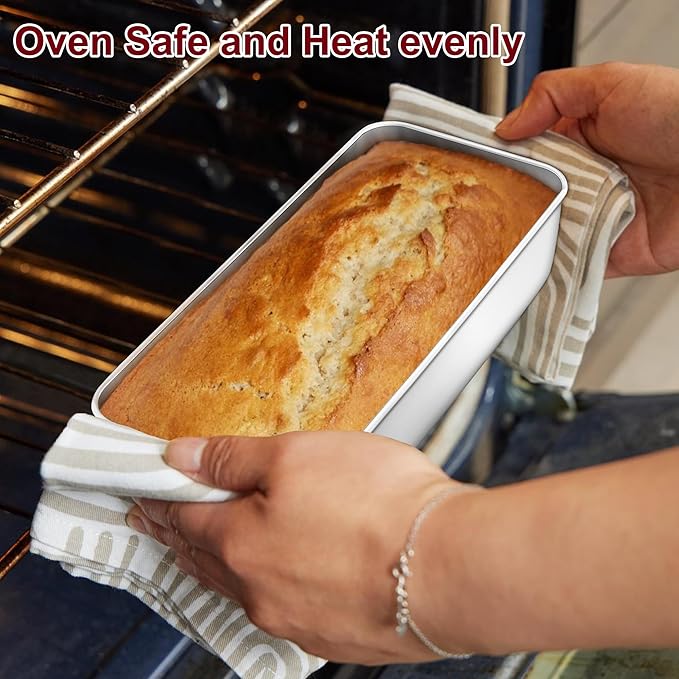 LIANYU Large 12x5 Inch Bread Loaf Pans, 6 Pack Stainless Steel Baking Pans for Meatloaf, Sourdough, Lasagna, Cake, Brownies, Non Toxic & Healthy Bakeware Set, Oven & Dishwasher Safe