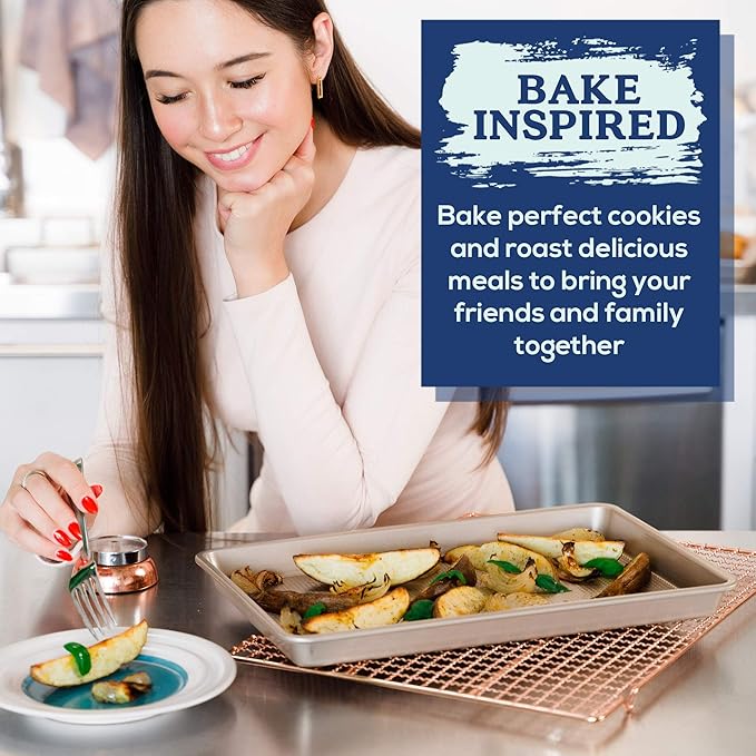 Ultra Cuisine Jelly Roll Baking Sheet Pan - Nonstick - Warp and Scratch Resistant - Enhanced Airflow - Durable Carbon Steel Design - Professional Roasting Quality - Baking Sheets Oven - 10 x 15 inch