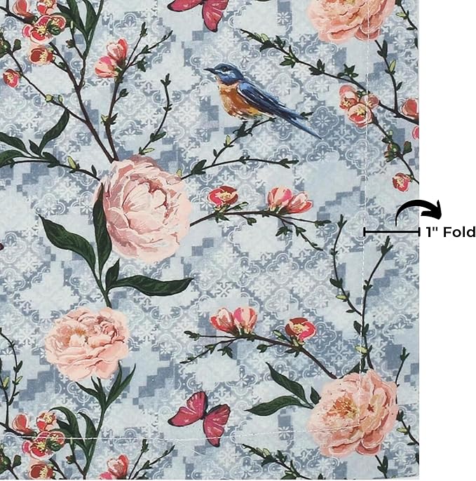 Bedding Craft Cotton Cloth Dinner Napkins Set of 12 – 18x18 Birds Print Design with 1" Fold – Reusable Machine Washable Fabric Napkins for Parties, Dining & Everyday Use