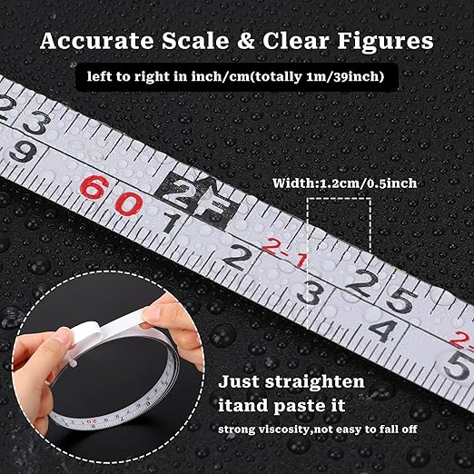 39 Inch Workbench Ruler, 2 Pcs Backed Adhesive Measure Tape Metal Measuring Tools Double Scale Sticky Tape for Woodworking, Saw, Drafting Table (Left to Right - Inch/cm - White/Yellow)