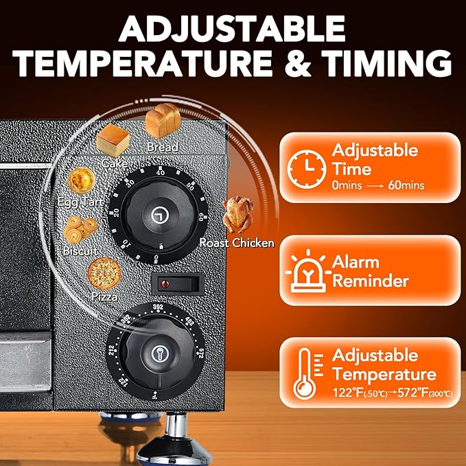 GarveeHome Electric Pizza Oven with Glass Door, 12 Inch Countertop Pizza Oven with 60 Minutes Timer, Pizza Maker Machine for Home and Commercial with Gloves, Clip & Pizza Roller