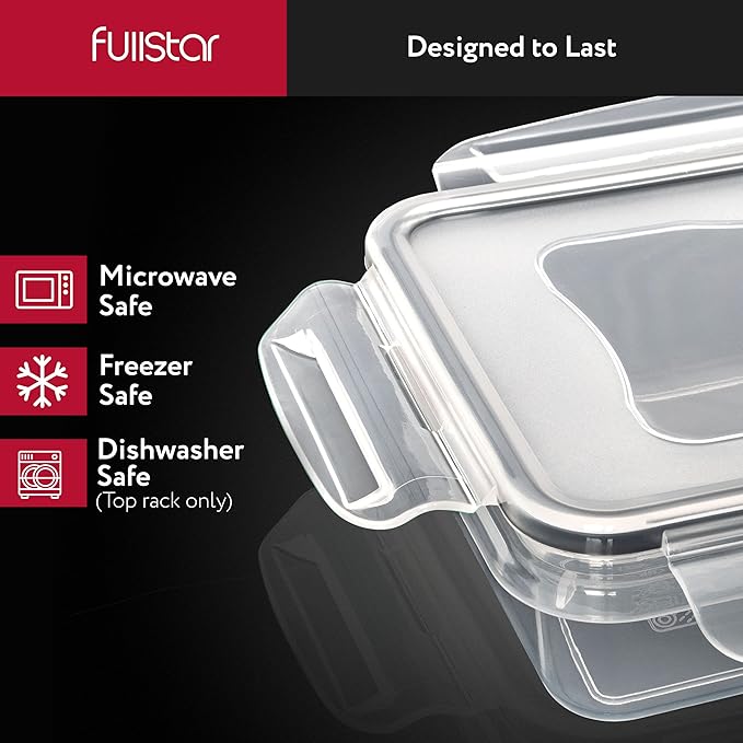 fullstar 50-Piece Plastic Food Storage Containers with Lids (24 Containers & 24 Lids) - Leakproof, BPA-Free, Meal Prep Containers, Reusable Lunch Storage Set for Kitchen Organization (Pack of 50)