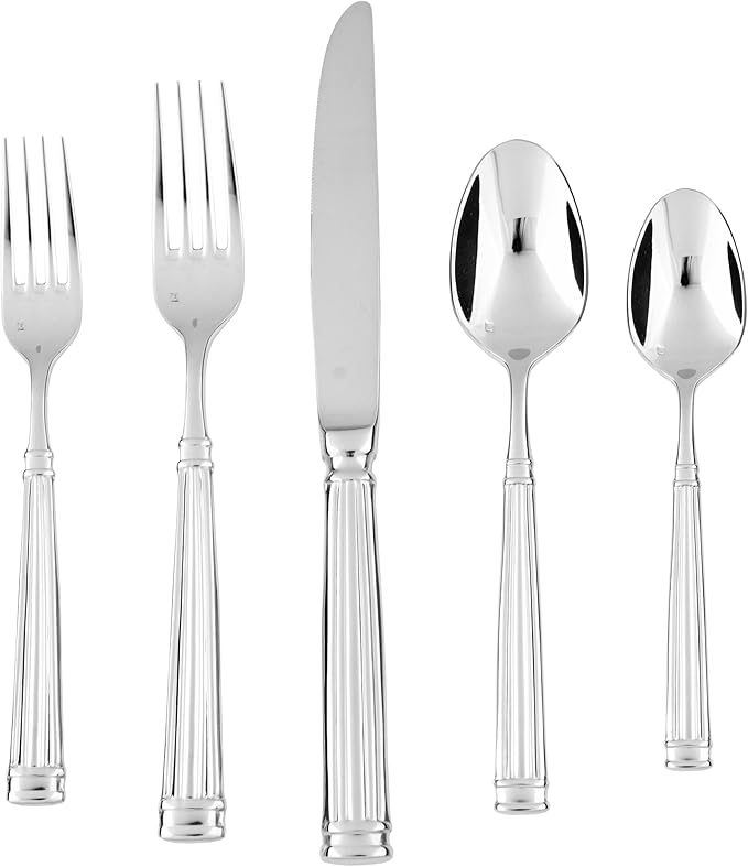 Fortessa Doria 18/10 Stainless Steel Flatware Dessert/Oval Soup Spoon, Set of 12,Silver