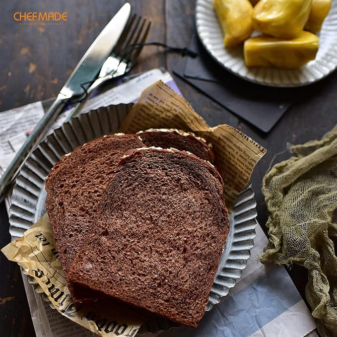 CHEFMADE Pullman Loaf Pan with Lid, 1Lb Dough Capacity Non-Stick Rectangle Corrugated Toast Box for Oven Baking 4.2" x 7.7"x 4.4"(Champagne Gold)