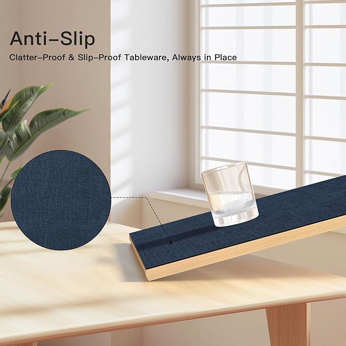 DOLOPL Placemats Set of 6, Reversible Wipeable & Heat Resistant Place Mats, Modern Faux Leather Table Mats for Kitchen, Neutral Washable Tablemats for Dining Table Decor, Wedding, Party(Navy Blue)