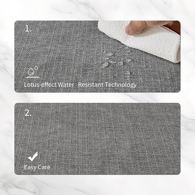BALCONY & FALCON Placemats Set of 6 Faux Linen Cloth Place Mats Washable Waterproof Wrinkle Resistant Table Placemats for Dining Kitchen Farmhouse Indoor & Outdoor Use(Gray, 13.8”x 17.7”