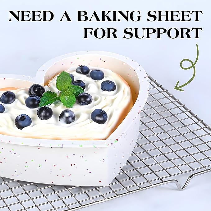 6 Inch Heart Shaped Cake Pans Small Heart Cake Pan Nonstick Silicone Molds for Baking Set of 3 (Cream)