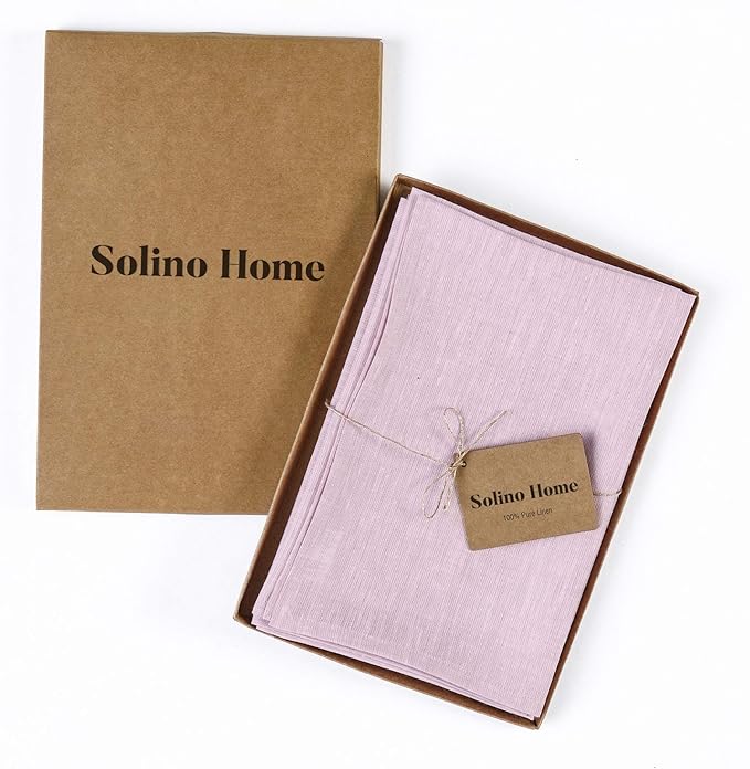 Solino Home Linen Napkins Set of 4-100% Pure Linen Bubblegum Pink Dinner Napkins Cloth 20 x 20 Inch - Athena, Handcrafted and Machine Washable