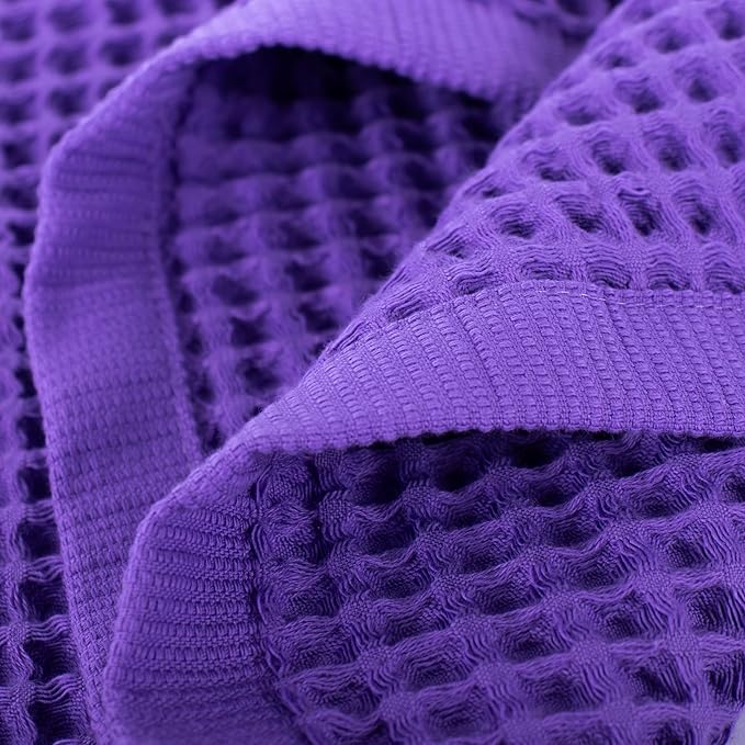 PÜSKÜL Organic Waffle Kitchen Towel 100% Turkish Cotton Set of 3 Lilac - Premium Quality, Soft, Quick-Dry, Absorbent, Lint-Free Hand Towels 32X16 Inches (3, Lilac)