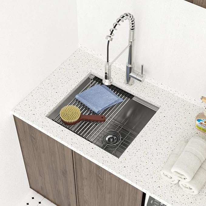 21 Laundry Sink Stainless Steel - Lordear 21" x 19" x 13" Deep Bowl Undermount Sink Ledge Workstation 16 Gauge Stainless Steel Handmade Utility Laundry Room Kitchen Sink Basin