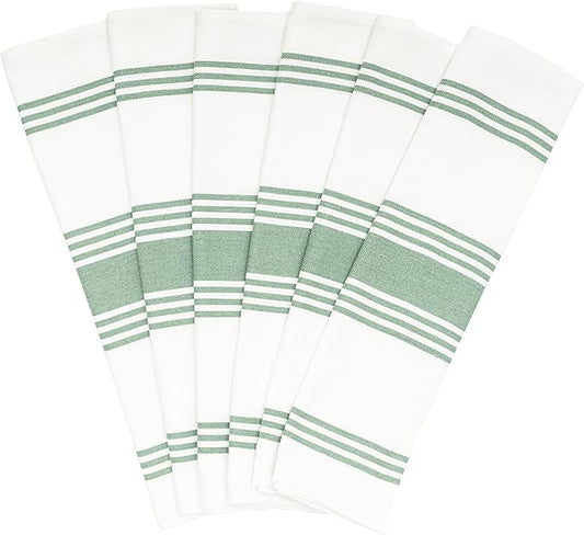 Sage Green Kitchen Towels - 100% Cotton, 6 Pack, 30"x20" Large Size Sage Tea Towels with Hanging Loop - Reusable and Washable Green Dish Towels - Lint-Free and Durable Sage Green Hand Towels