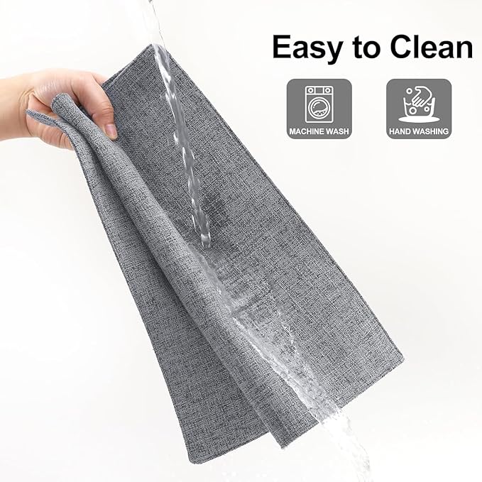 Homaxy Cloths Placemats for Dining Table Set of 8, Heat Resistant Washable Cotton Linen Blend Table Mats, Easy to Clean Place Mats for Indoor Outdoor Party Kitchen Decoration, 13" x 19", Dark Grey