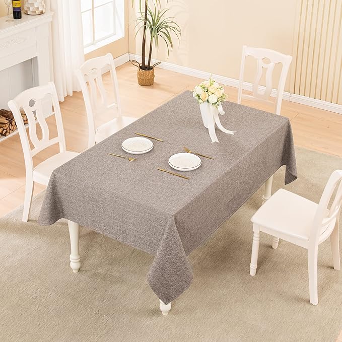 BALCONY & FALCON Rectangle Tablecloth Washable Wrinkle Resistant and Water Proof Table Cloth Decorative Linen Fabric Tablecloths for Dining Parties Kitchen Wedding and Outdoor Use (Taupe Gray, 47x63)
