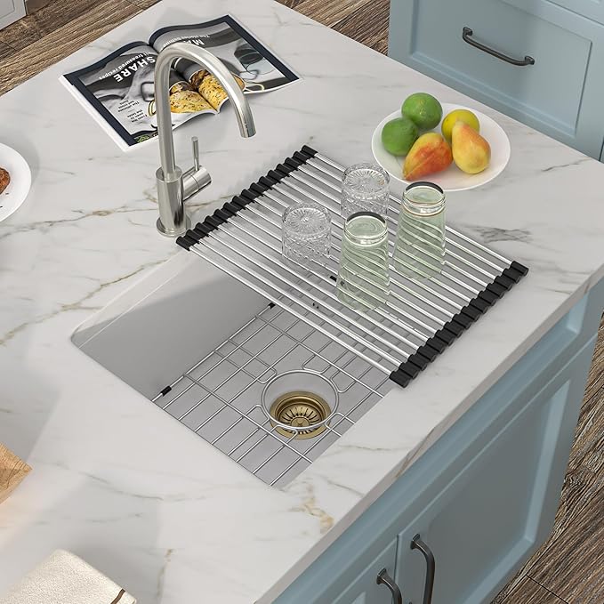 22"x17" Undermount Wet Bar Sink - White Granite Composite Quartz Classic Single Bowl Under Counter Small Kitchen Bar Prep RV Sink Basin